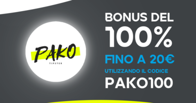 Bonus benvenuto sport PAKO100